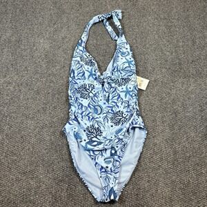 NWT Stella Parker seashell blue Shore one piece bathing suit Sz M